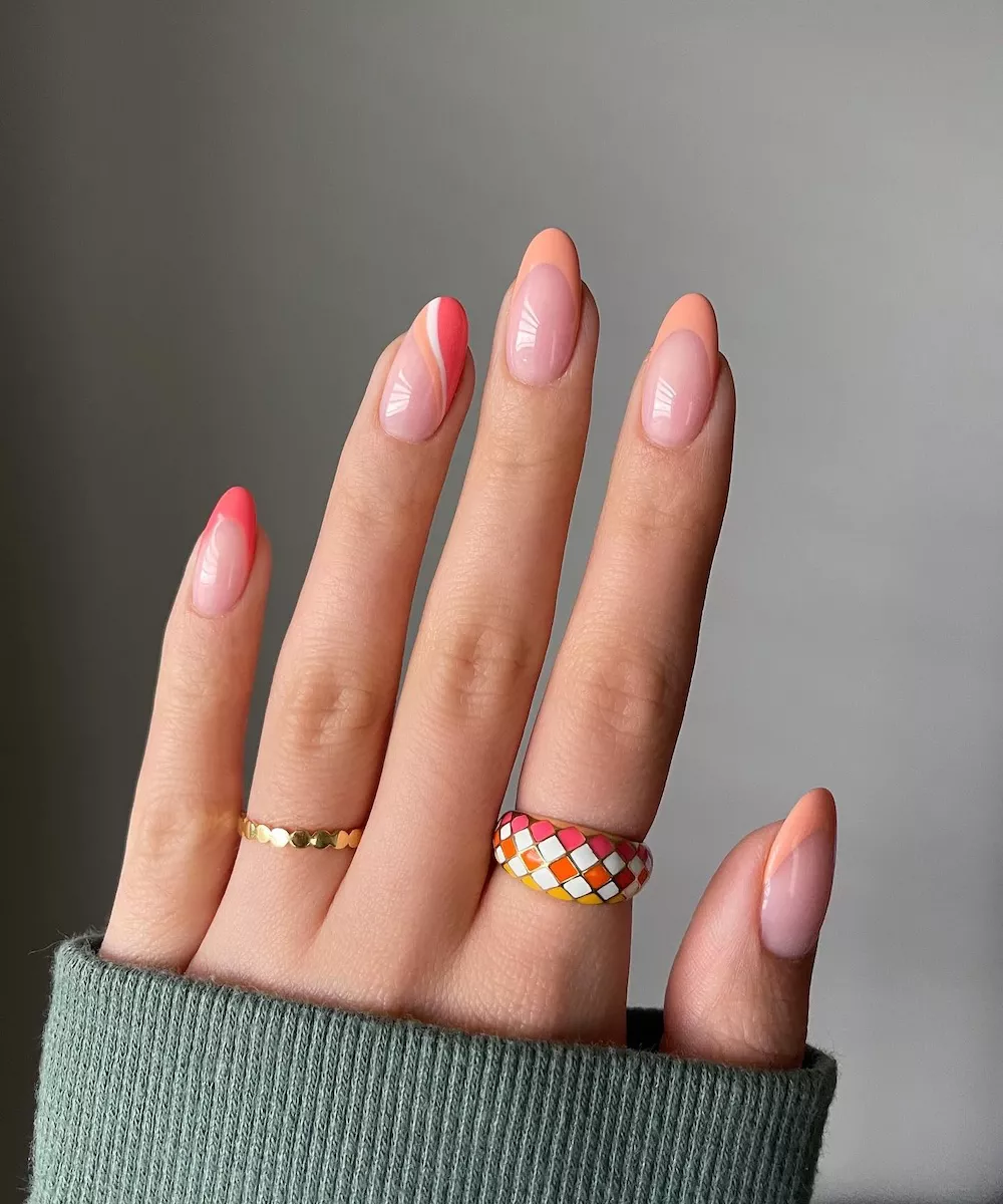 french peach nails