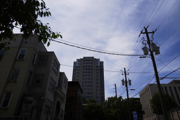 Emory University Hospital Midtown is seen on Thursday, May 15, 2025, in Atlanta. (AP Photo/Brynn Anderson)