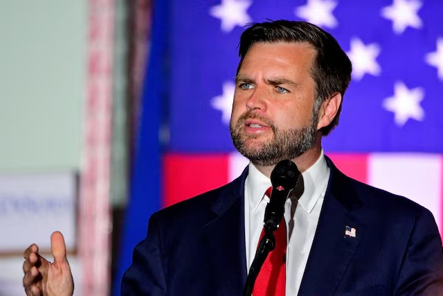 Republican vice presidential candidate JD Vance speaks about the economy, during a visit to Philadelphia, Pennsylvania, US on August 19, 2024. Photo Reuters